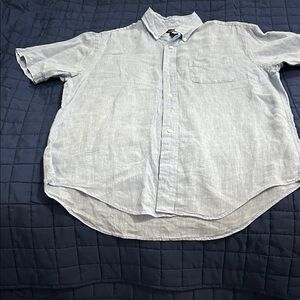 Brooks Brothers Light Blue Linen Short-Sleeve Button-Down